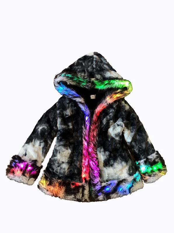 Men's LED Wizard Coat in ""Black & White Tie Dye""