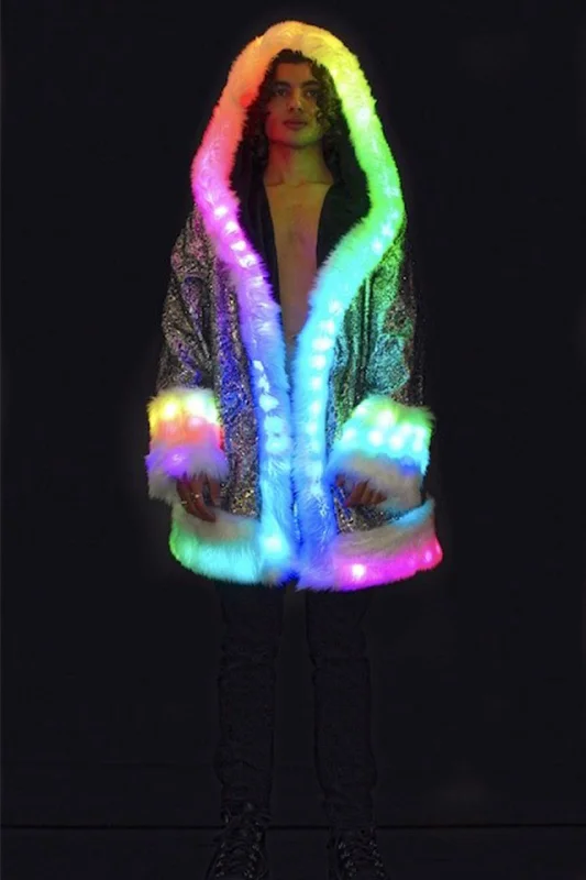 Men's LED Wizard Coat in ""White Reptile""