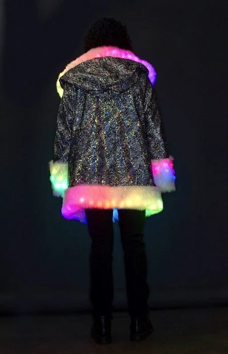 Men's LED Wizard Coat in ""White Reptile""