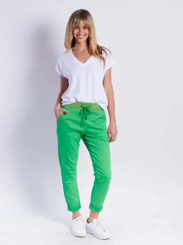 Monaco Riley Denim Jogger - Lime Green Wash