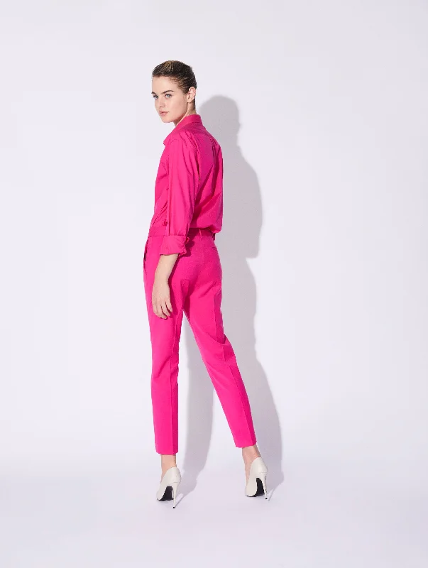 Pantalon de costume Roxy en gabardine stretch rose