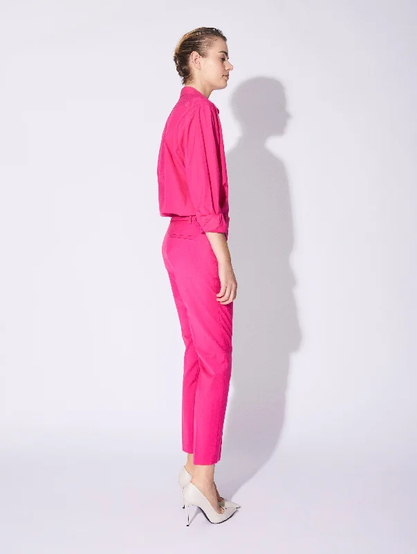 Pantalon de costume Roxy en gabardine stretch rose