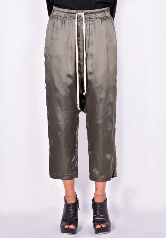 RICK OWENS RP02A7308 O DRAWSTRING CROPPED PANTS GREEN