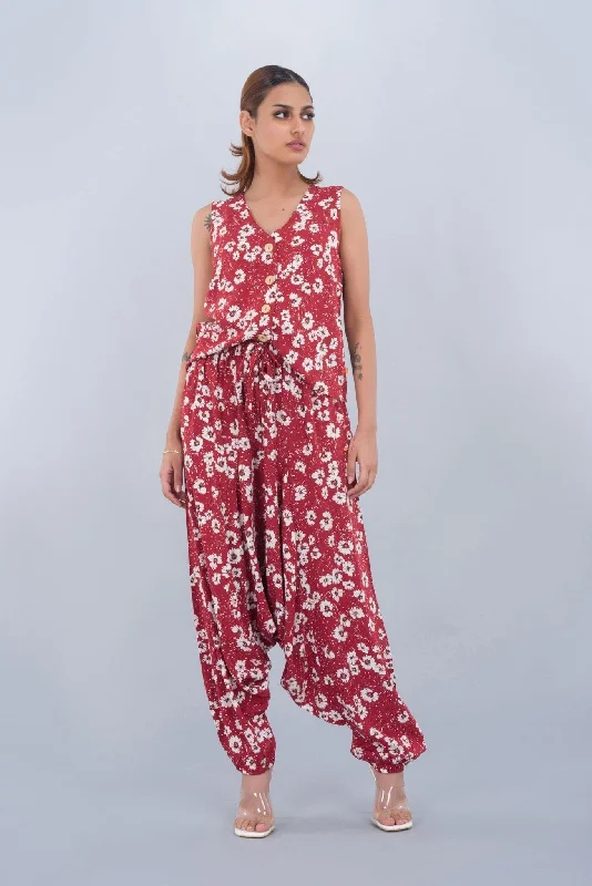 Sri Lankan Pant in Rust Floral Print