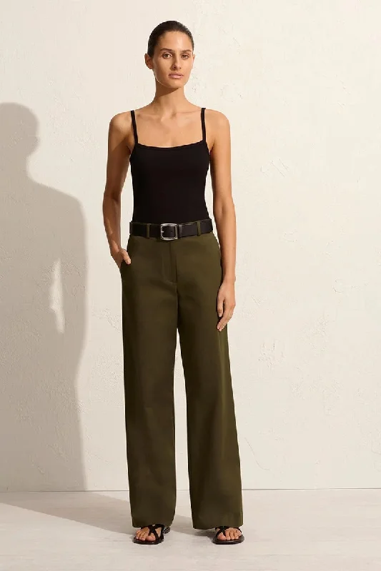 STRAIGHT TWILL TROUSER-OLIVE