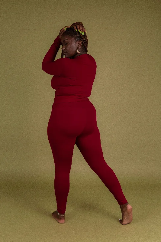 Super High Waist Tib Pant in Burgundy