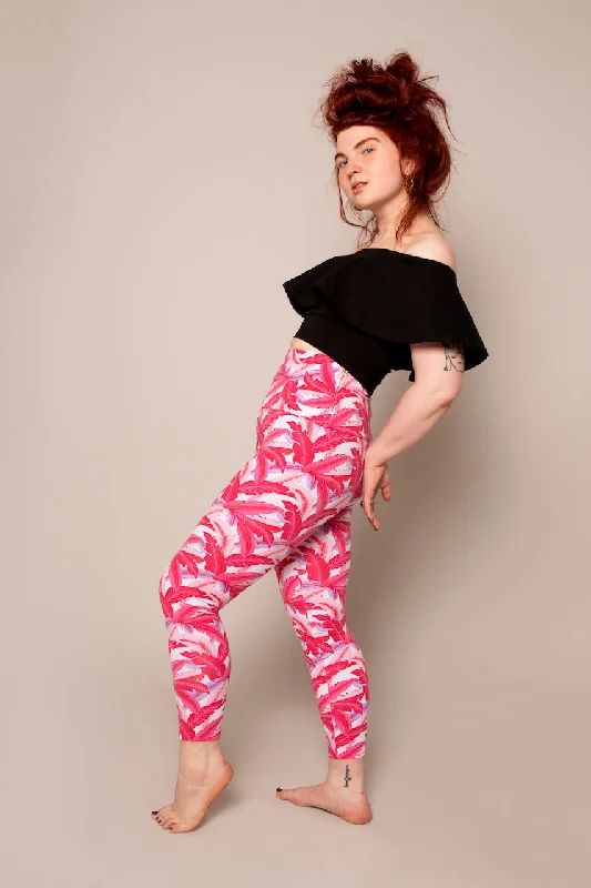 Super High Waist Tib Pant in Pink Banana Leaf