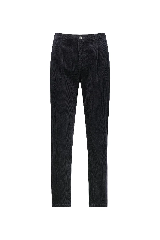 Vassalli -  Ankle Grazer Relaxed Boyfriend Cord Pant - Pewter