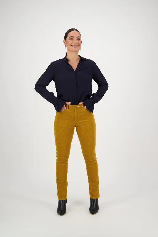 Vassalli - Jean Style Narrow Leg Cord Pant - Mustard