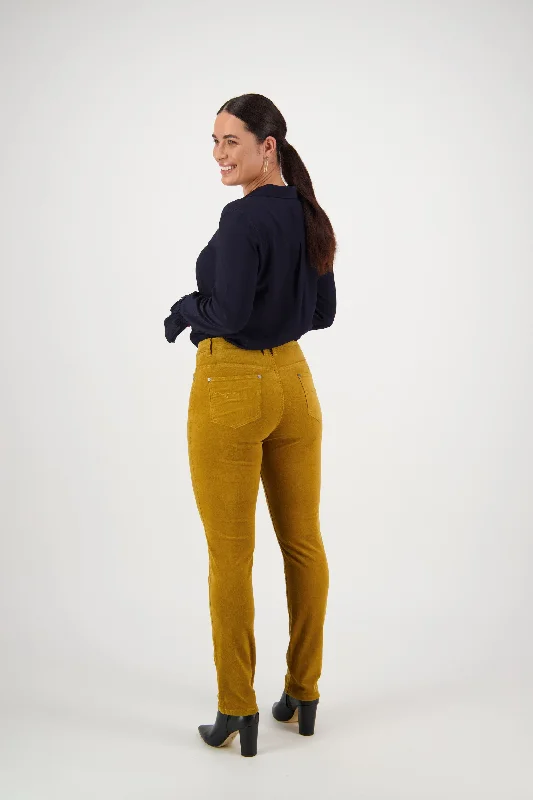 Vassalli - Jean Style Narrow Leg Cord Pant - Mustard