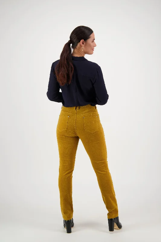 Vassalli - Jean Style Narrow Leg Cord Pant - Mustard