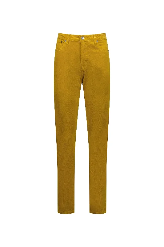 Vassalli - Jean Style Narrow Leg Cord Pant - Mustard