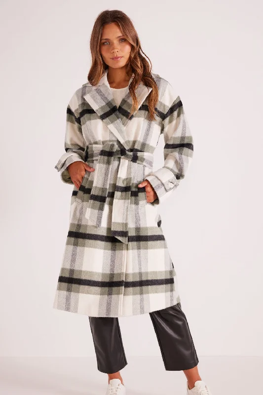 Minkpink Watson Wool Blend Check Coat