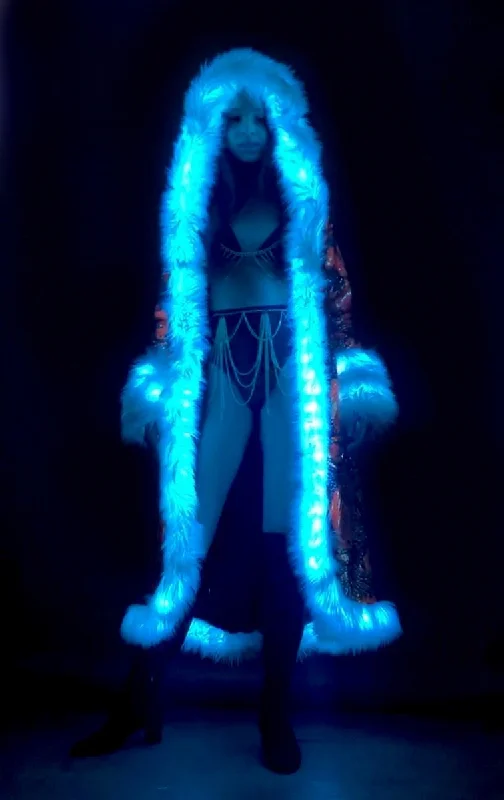 Women's LED Sequin Temptress Coat in ""White Iridescent""