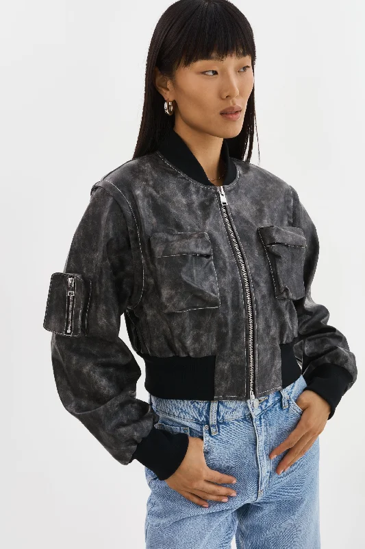 XAIA | Faux Leather Convertible Bomber Jacket