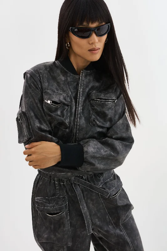 XAIA | Faux Leather Convertible Bomber Jacket