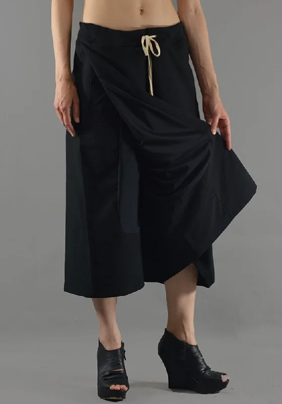 YUIKI SHIMOJI UNISEX SKIRT TROUSERS BLACK