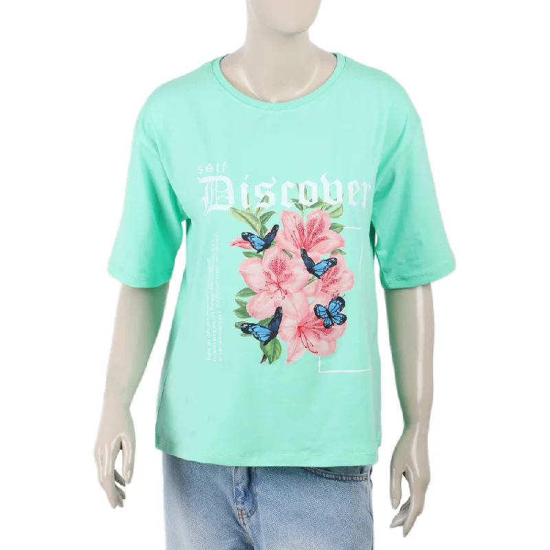 Eminent Women's Printed Half Sleeves T-Shirt - Spring Bud