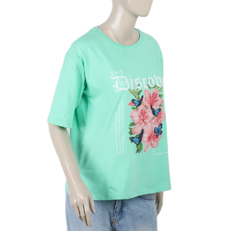 Eminent Women's Printed Half Sleeves T-Shirt - Spring Bud