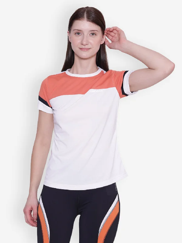 JUMP USA Women Short Sleeve White & Coral T-Shirt