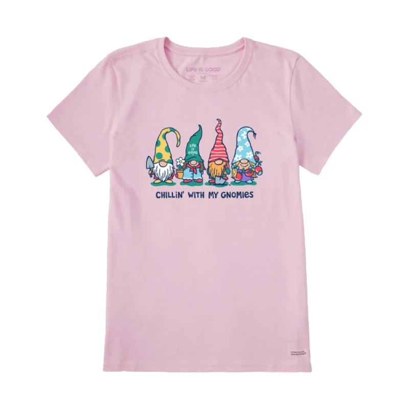 Life Is Good Women's Garden Gnomies Chillin' Short Sleeve Tee - Seashell Pink