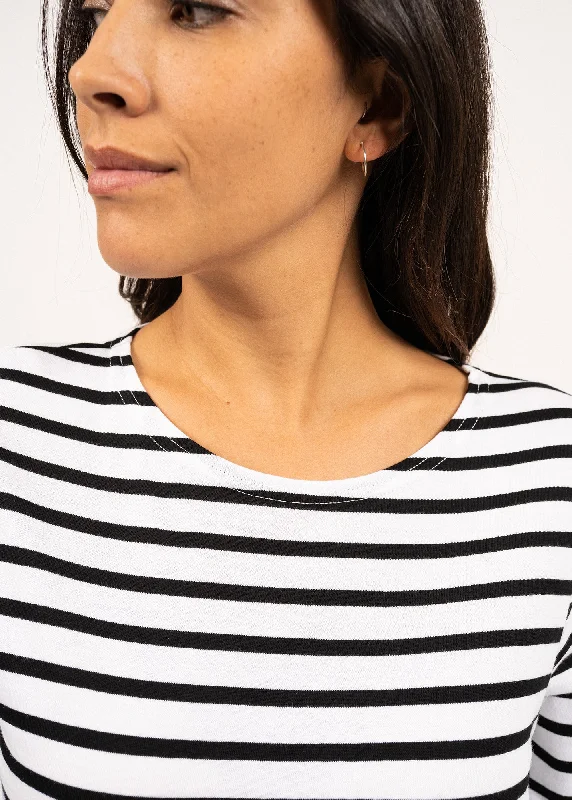 Minquiers unisex striped sailor shirt - regular fit, in light cotton (NEIGE/NOIR)