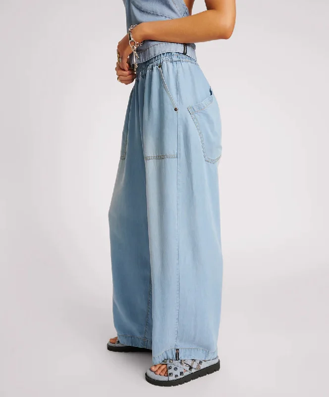 ONE TEASPOON Womens Soft Blue Tencel Parachute Pants - Soft Blue