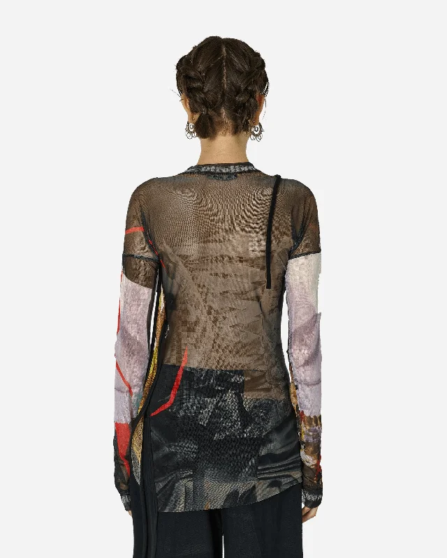 Mesh Deconstructed Longsleeve Top Dirndl Print