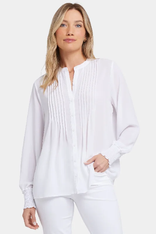 Pleated Peasant Blouse - Optic White