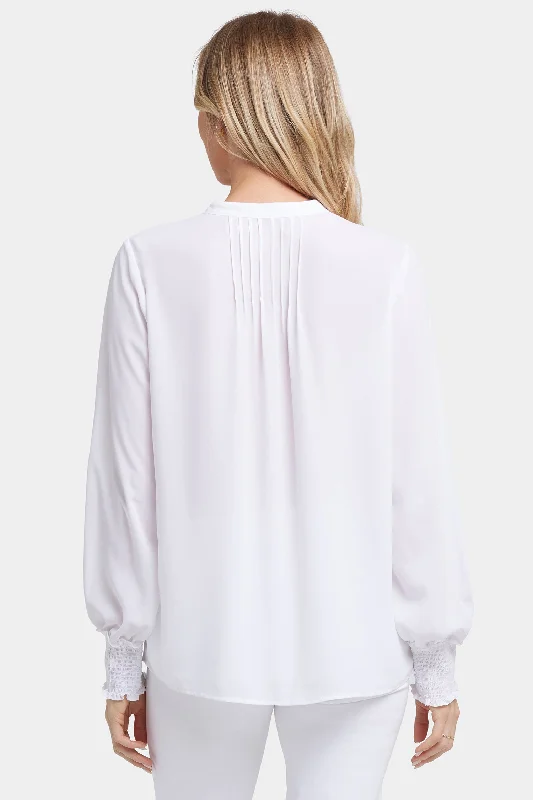 Pleated Peasant Blouse - Optic White