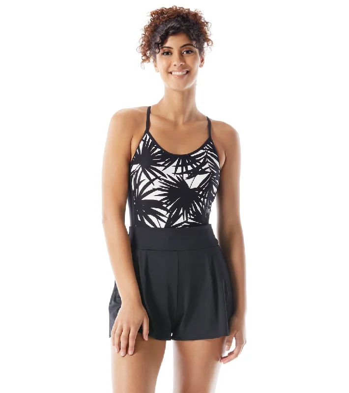 Beach House Women's Seaside Palm Swell Swim Romper Black