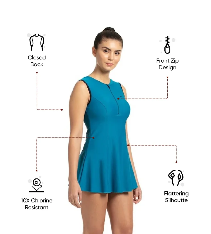 Women's Endurance 10 Closedback Swimdress With Boyleg - Nordic Teal & True Navy