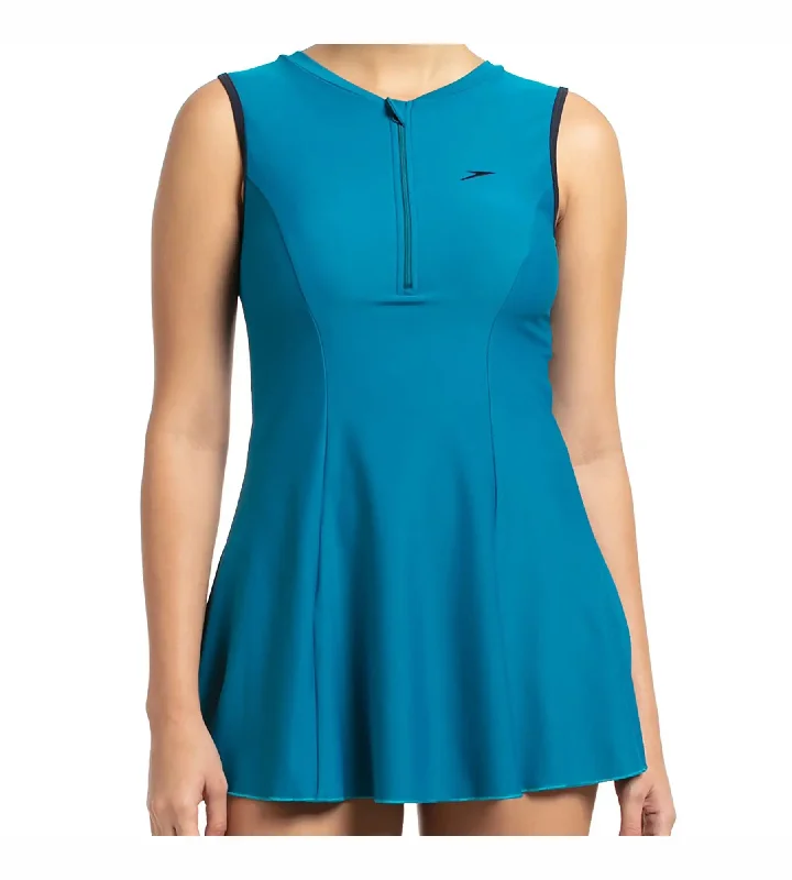 Women's Endurance 10 Closedback Swimdress With Boyleg - Nordic Teal & True Navy