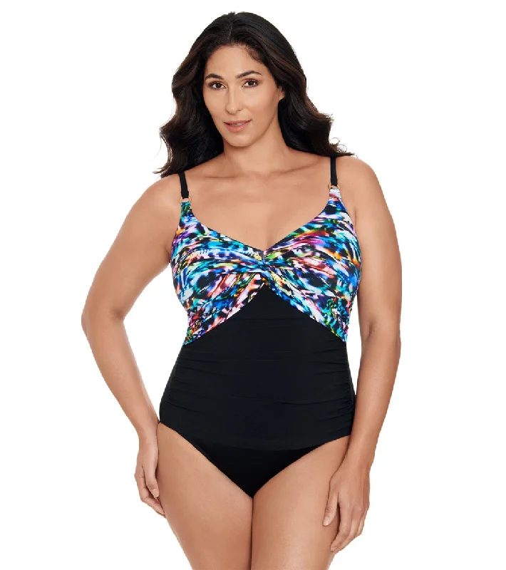 Longitude Women's Beach Craze Twist Front One Piece Swimsuit MLT