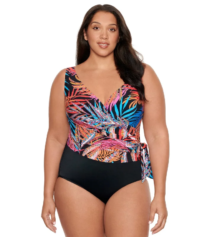 Longitude Women's Jungle Boogie Tie Side One Piece Swimsuit MLT