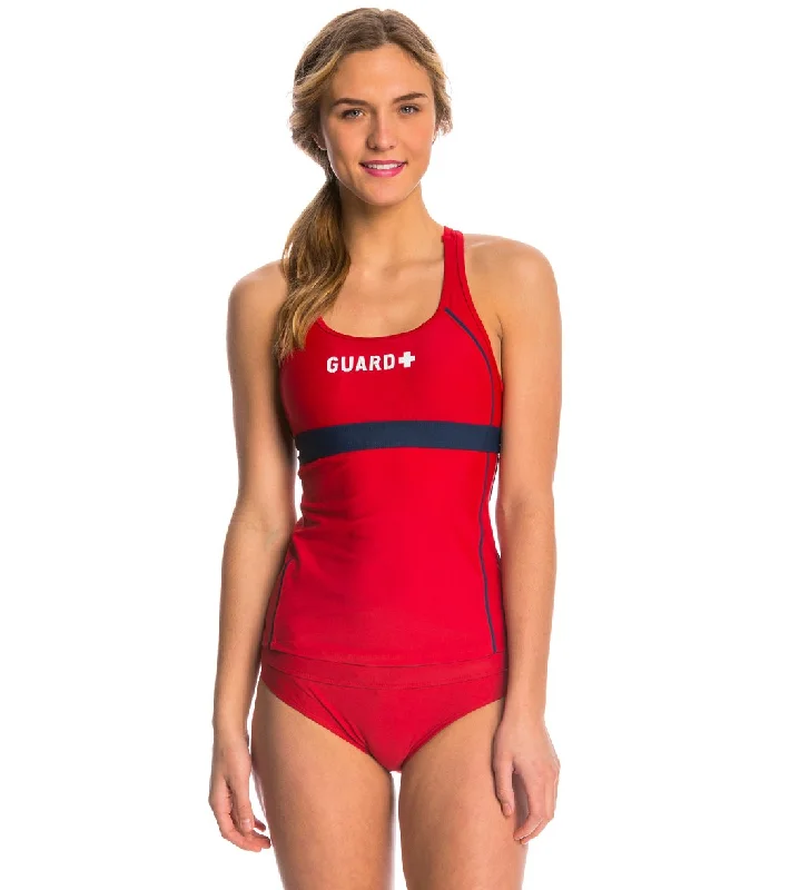 Sporti Guard Racerback Solid Tankini Top Red/Navy/Red