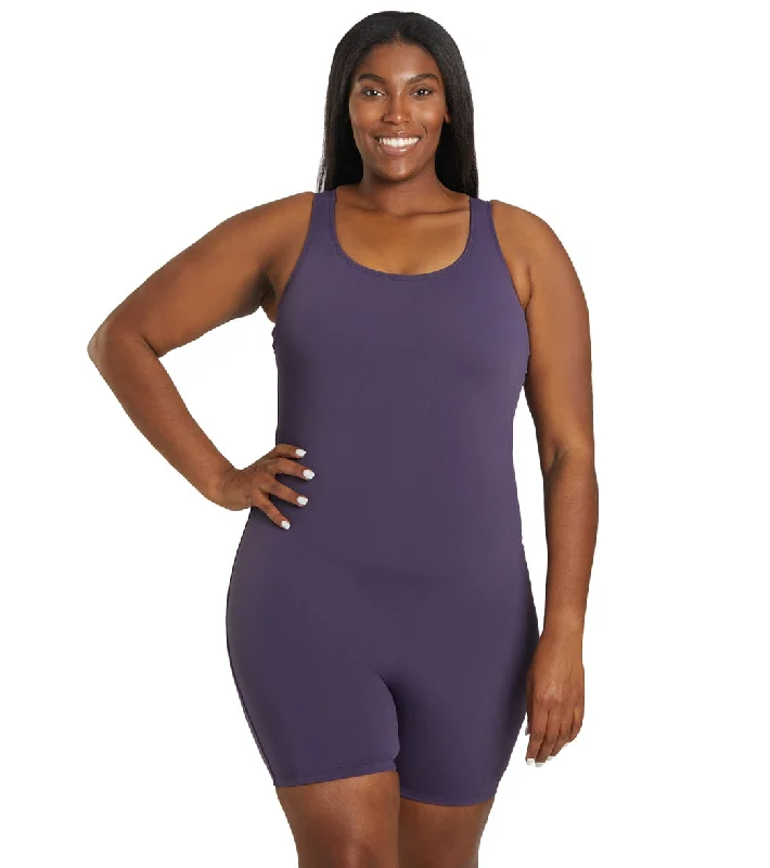 Sporti Plus Size HydroLast Chlorine Resistant Scoop Back Unitard One Piece Swimsuit Mauve