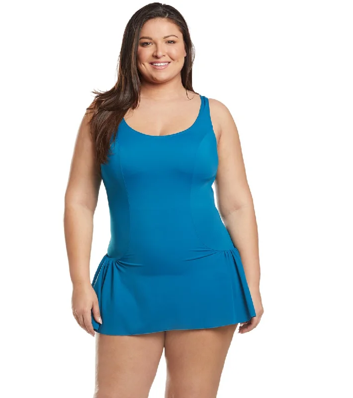 Sporti Plus Size Swim Dress Dark Teal