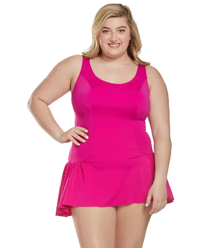 Sporti Plus Size Swim Dress Magenta