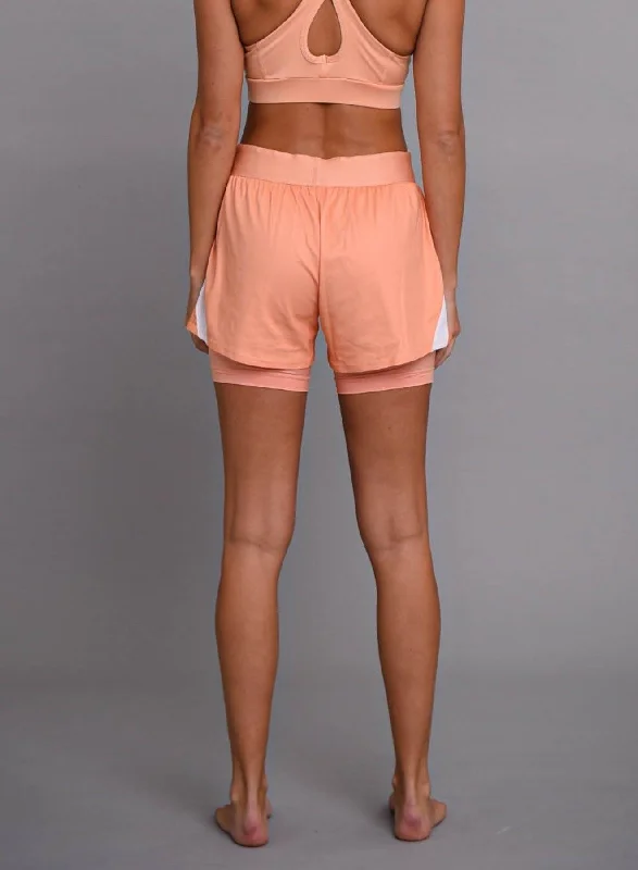 2-in-1 Booty Gym Shorts, Peach - Women's