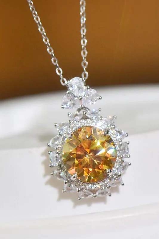 5 Carat Yellow Moissanite Gemstone Pendant Necklace