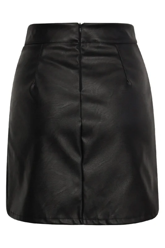 Brooke Black Faux Leather Skirt