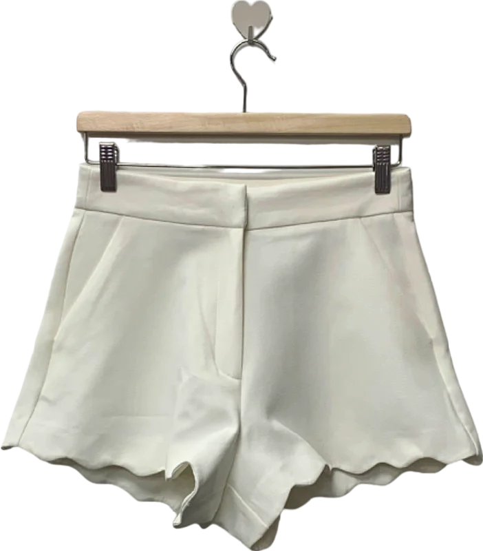 River Island White Scalloped Hem Shorts UK 6