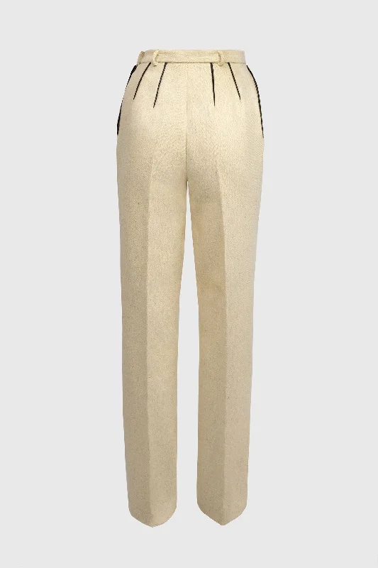 Butter White Wool Trousers