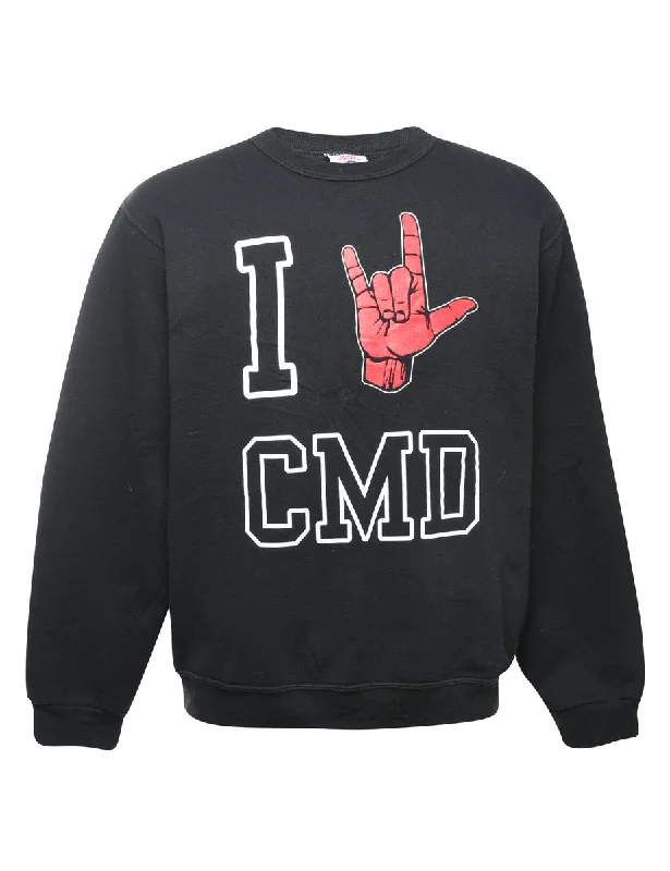 Black Printed Sweatshirt - M