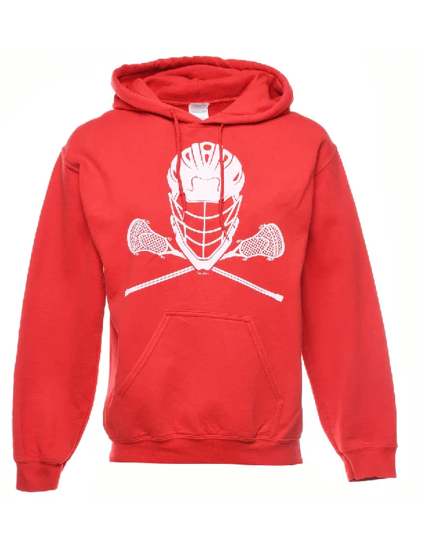 Red Printed Hoodie - S