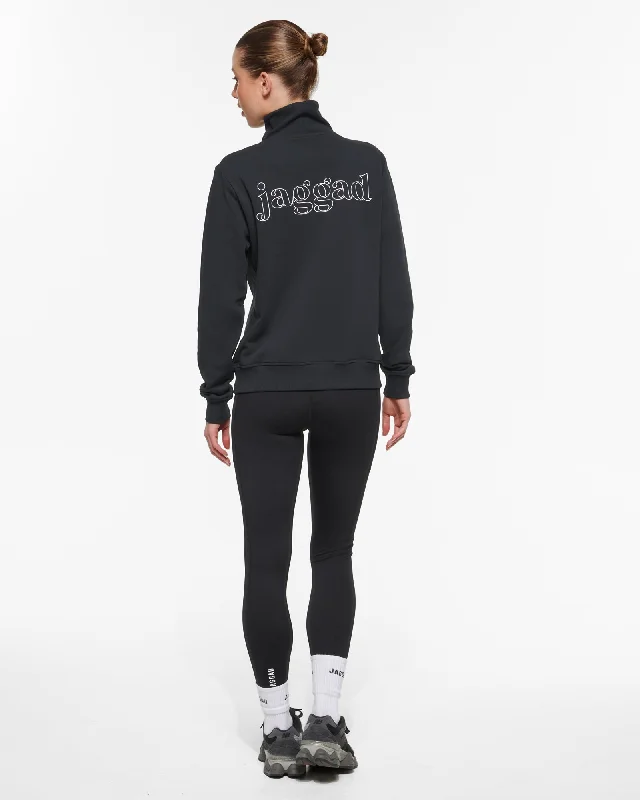 ESSENTIAL ZIP-NECK SWEATER BLACK