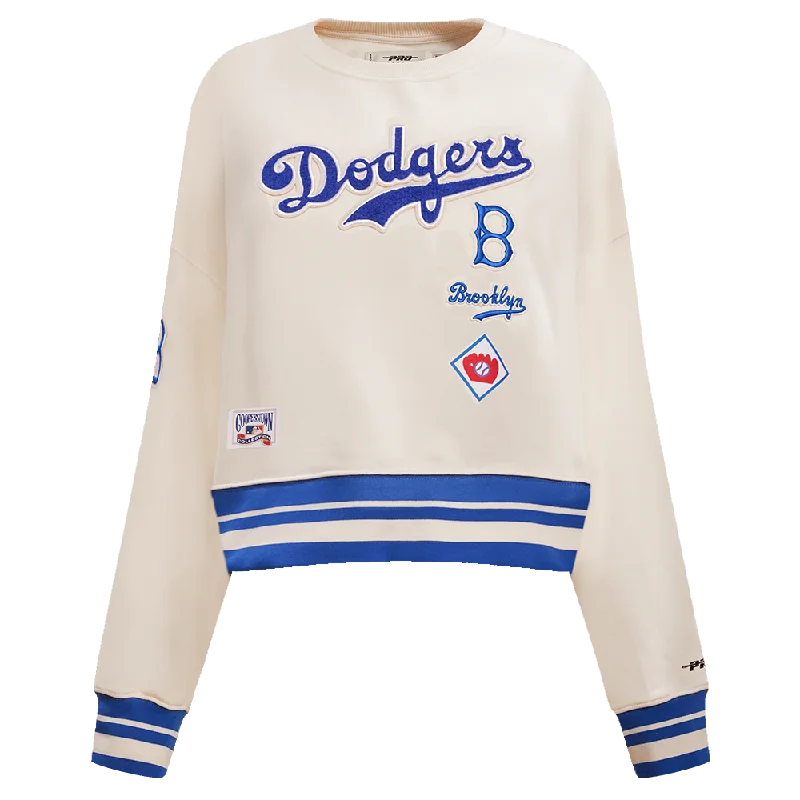 MLB BROOKLYN DODGERS RETRO CLASSIC WOMEN'S CREWNECK (EGGSHELL/ ROYAL BLUE)