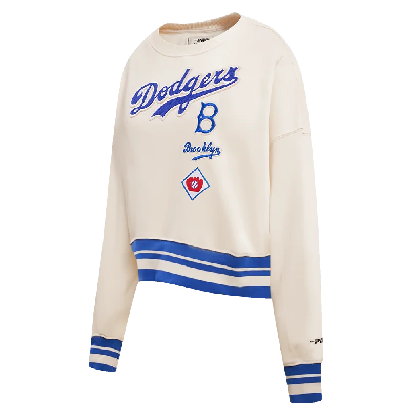 MLB BROOKLYN DODGERS RETRO CLASSIC WOMEN'S CREWNECK (EGGSHELL/ ROYAL BLUE)