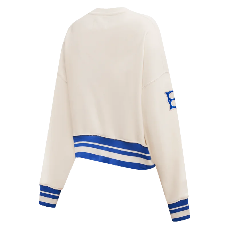 MLB BROOKLYN DODGERS RETRO CLASSIC WOMEN'S CREWNECK (EGGSHELL/ ROYAL BLUE)